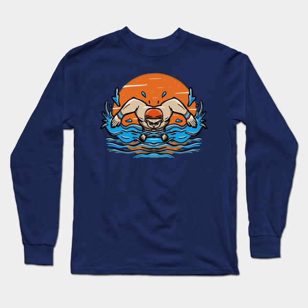 Swimming athlete Long Sleeve T-Shirt by RiyanRizqi